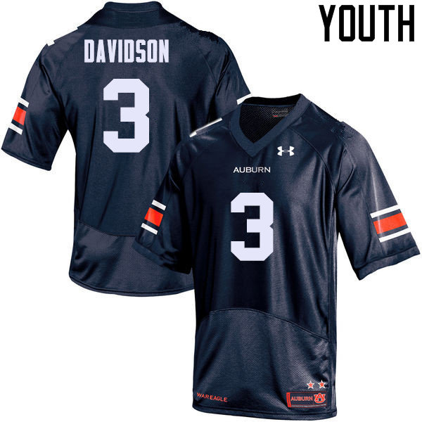 Youth Auburn Tigers #3 Marlon Davidson College Football Jerseys Sale-Navy